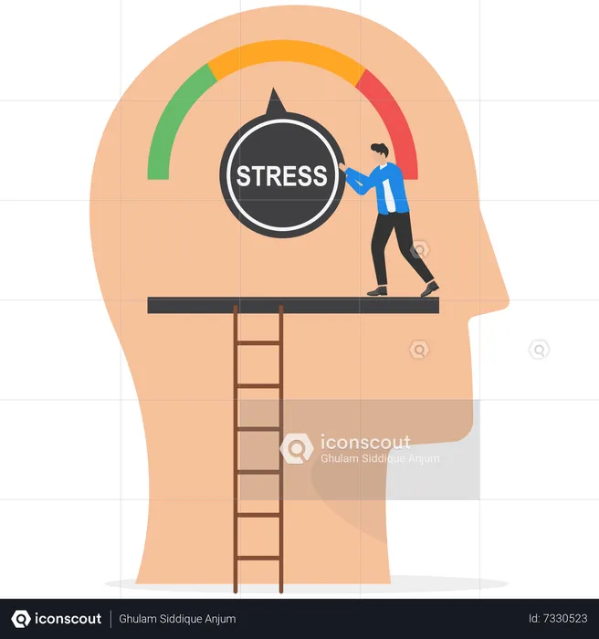 Young businessman trying to relieve from stress  Illustration