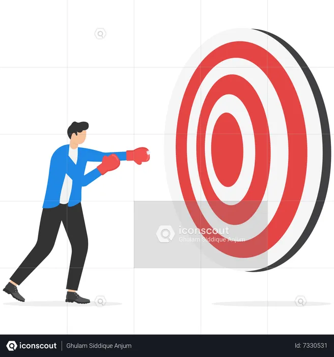 Young businessman working hard for achieving business big target  Illustration