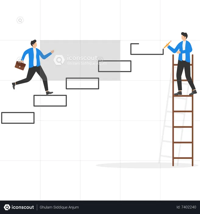 Young Businessmen climbs success ladder  Illustration