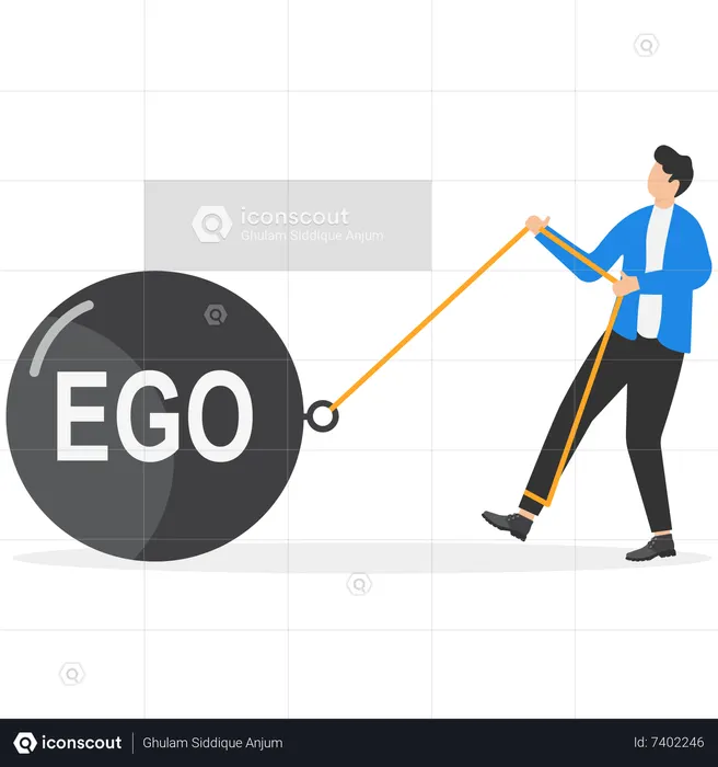 Businessman is an egoist with word ego kicked off Vector Image