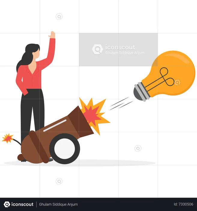 Young businesswoman launching new business  Illustration