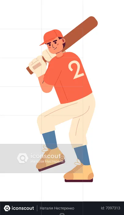 Young caucasian male batter in proper batting stance  Illustration