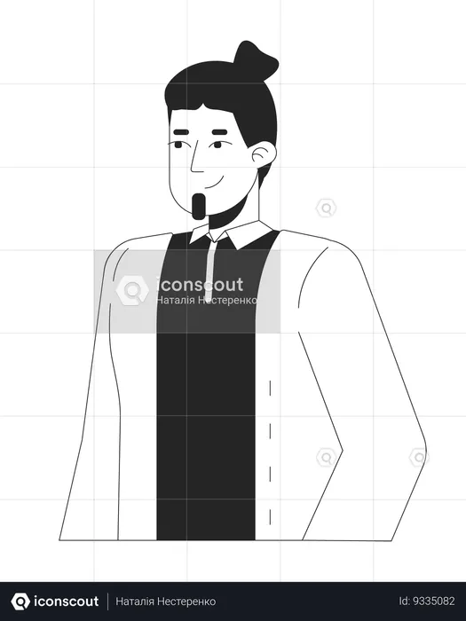 Young caucasian man with beard  Illustration