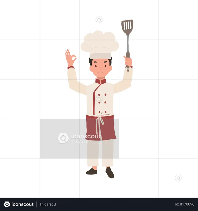 Young chef showing ok sign  Illustration