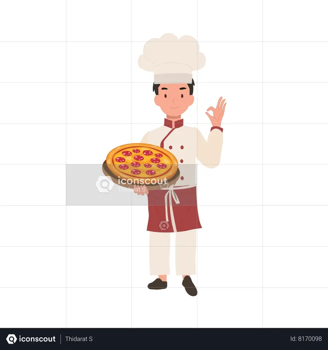 Young chef showing ok sign  Illustration