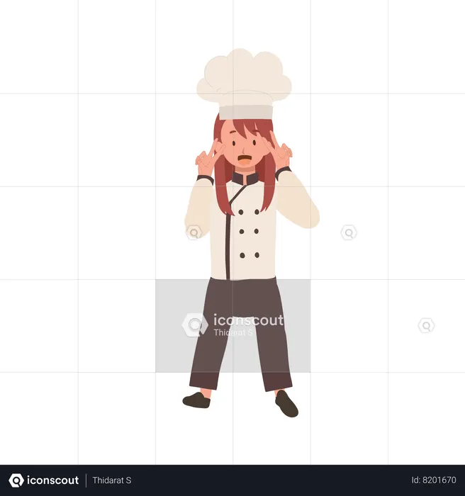 Young Chef with Peace Hand Sign  Illustration