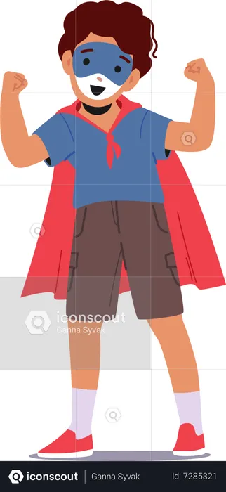 Young Child Boy With A Superhero-themed Painted Face  Illustration
