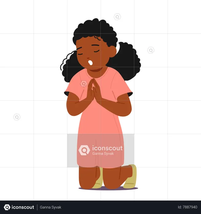 Young Child In Deep Prayer  Illustration