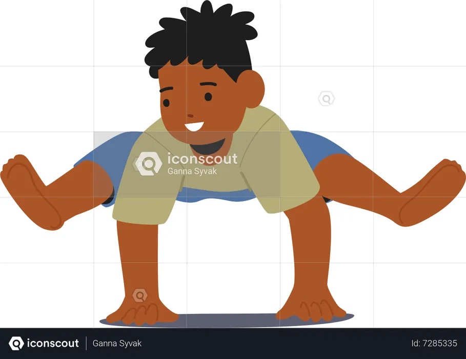 Young Child Practicing Yoga Cultivating Balance  Illustration