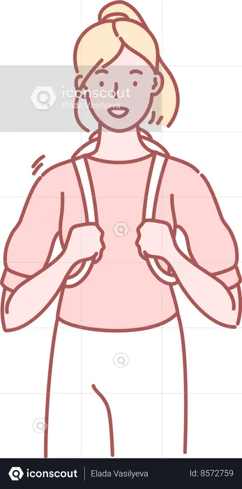 Young college girl with bag  Illustration