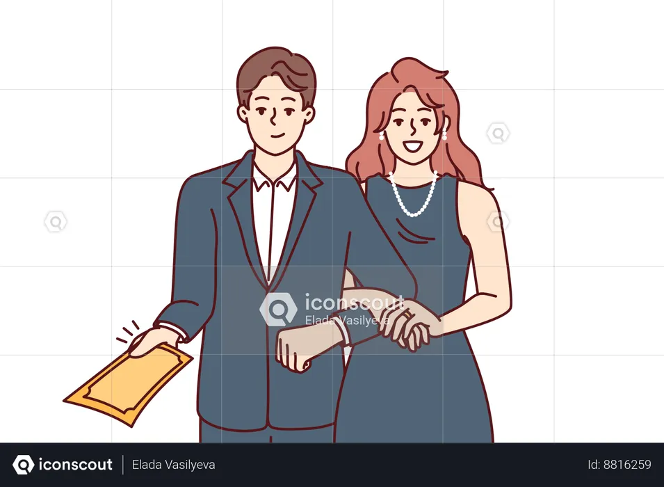 Young couple are invited in formal meeting  Illustration