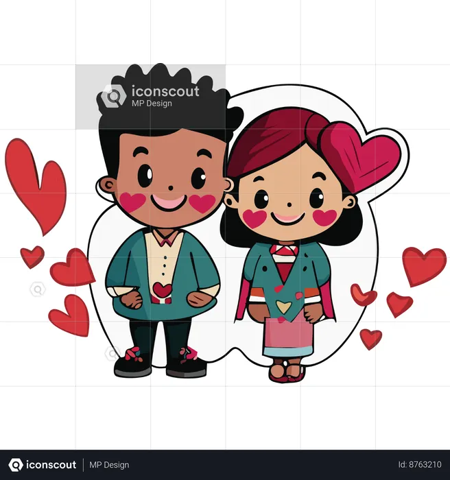 Young couple celebrating valentine day  Illustration