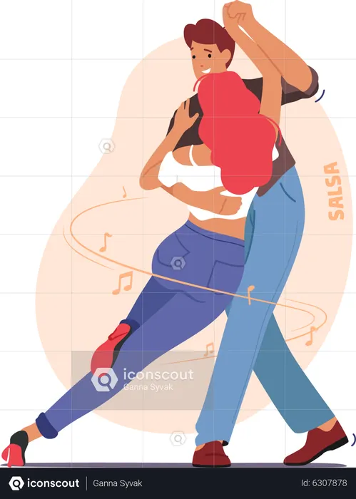 Young Couple Dancing  Illustration