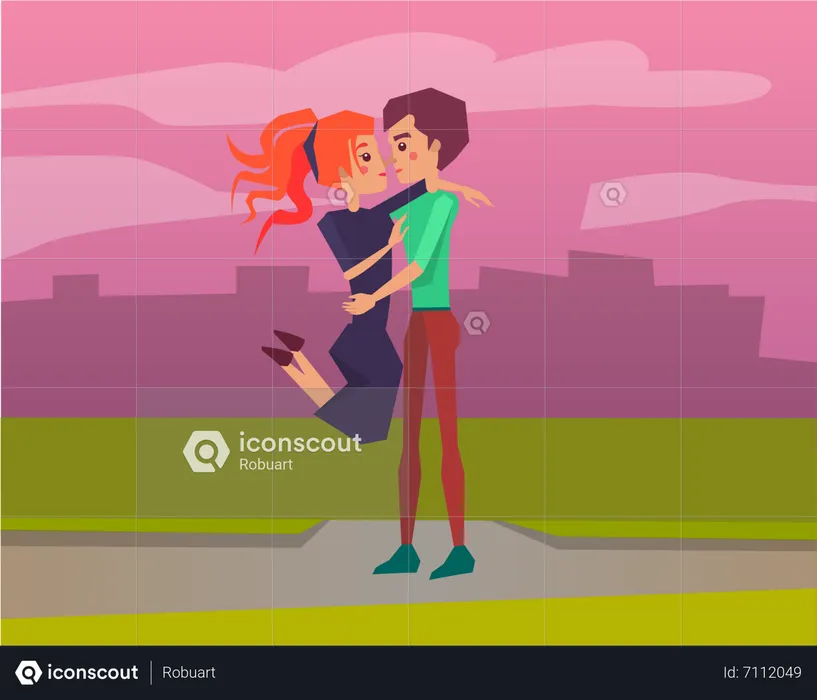 Young Couple doing hug  Illustration