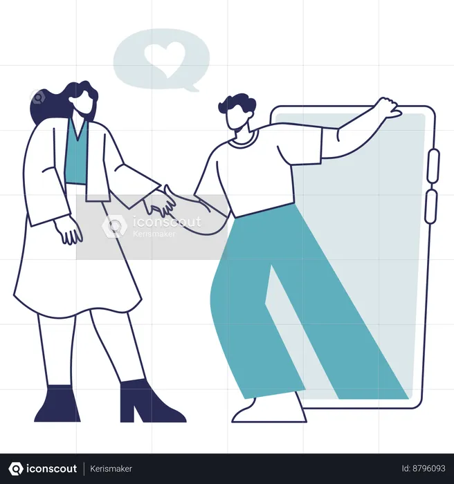 Young couple doing Online Dating  Illustration