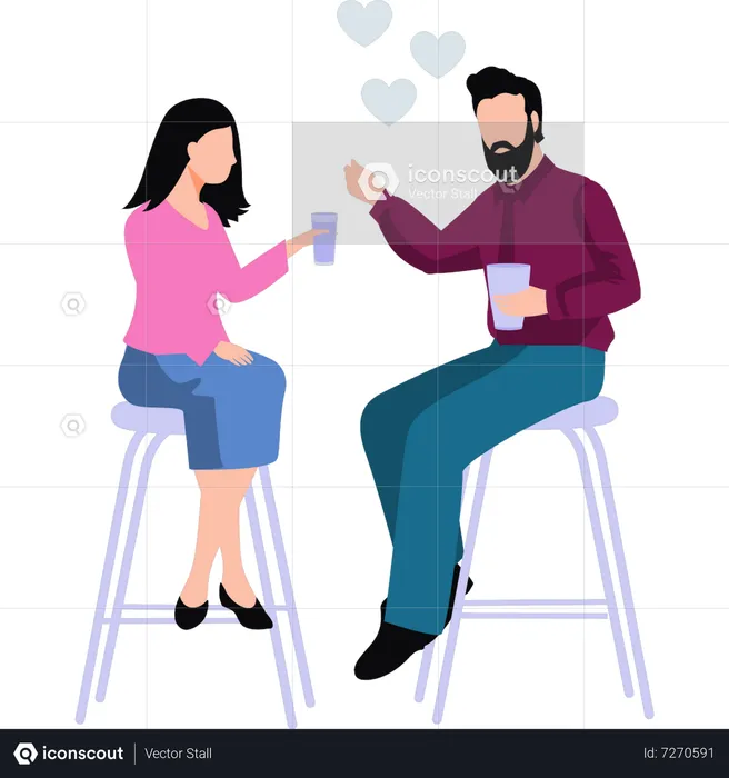 Young couple drinking juice together  Illustration