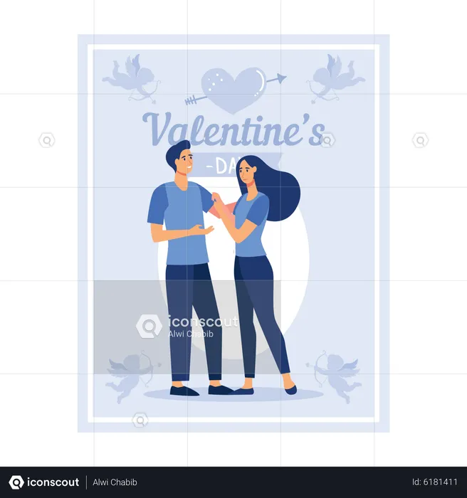 Young couple enjoying valentines day outside  Illustration