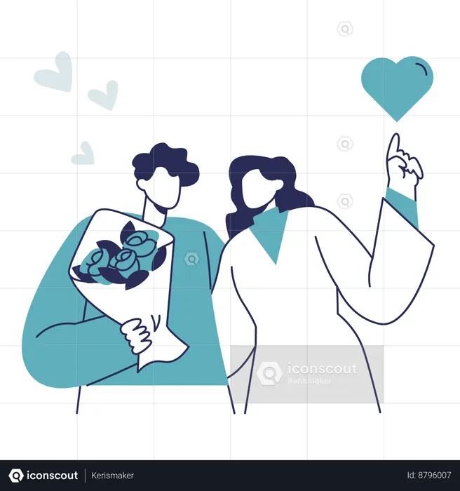 Young couple Falling in Love  Illustration