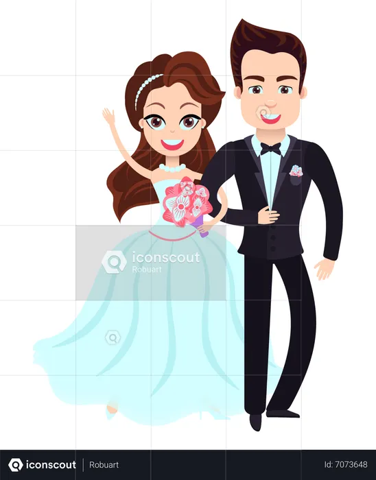 Young couple getting married  Illustration