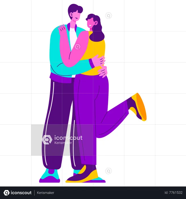 Young Couple hugging  Illustration