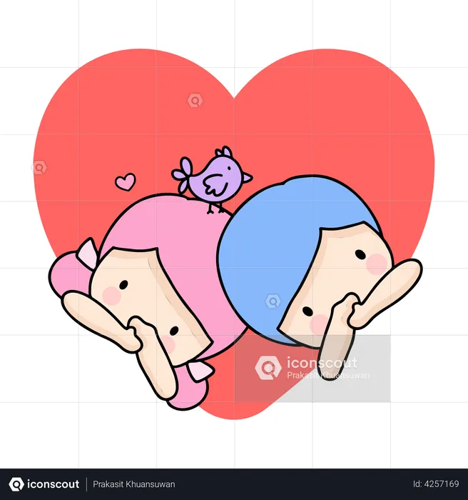 Young Couple In Love  Illustration