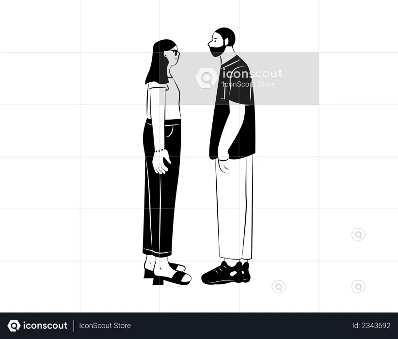 Young couple looking at each other  Illustration