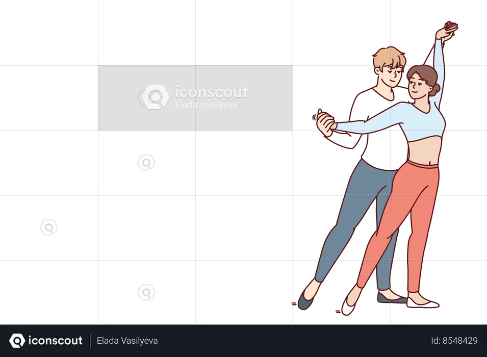 Young couple man and woman performs passionate dance semba salsa  Illustration