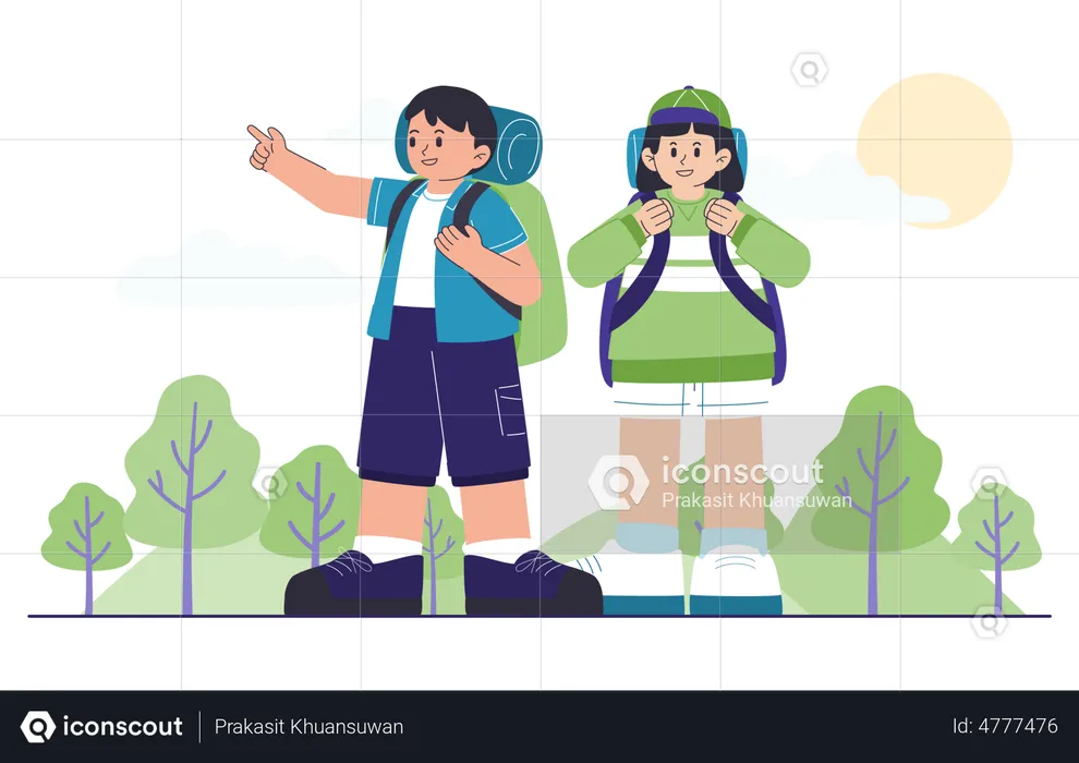 Young couple on vacation  Illustration