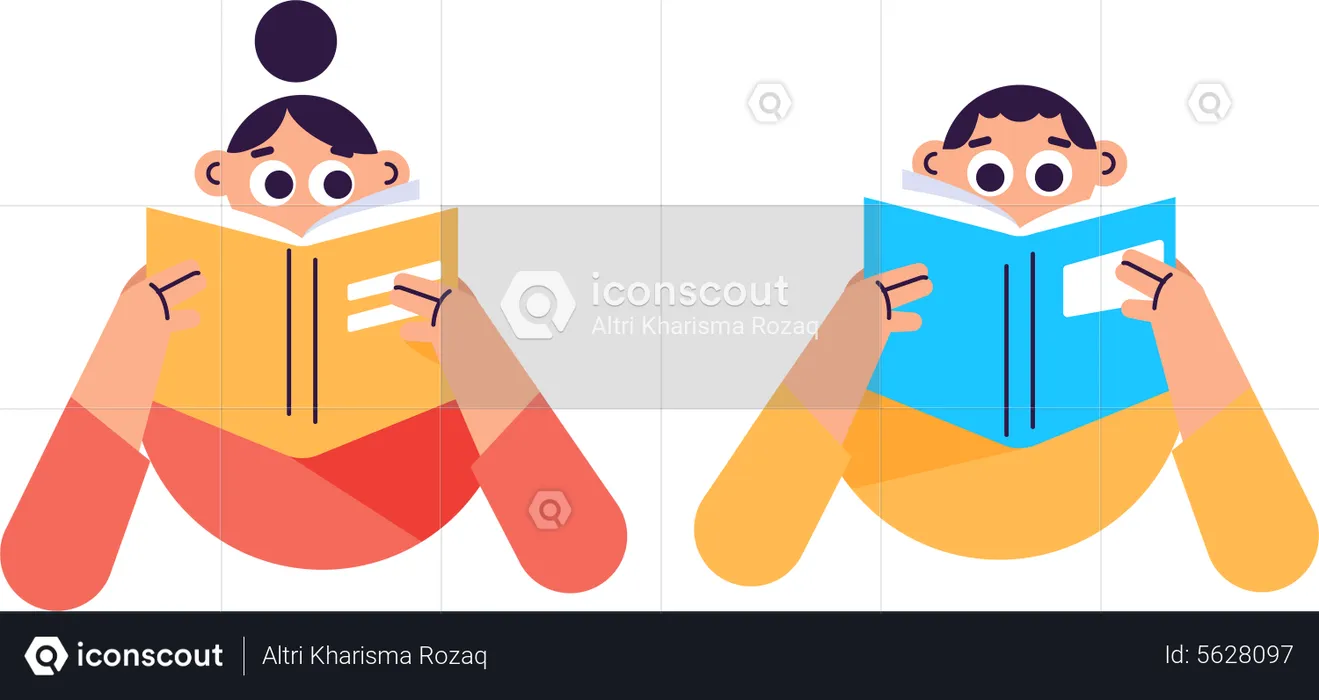 Young Couple Reading Book Together  Illustration