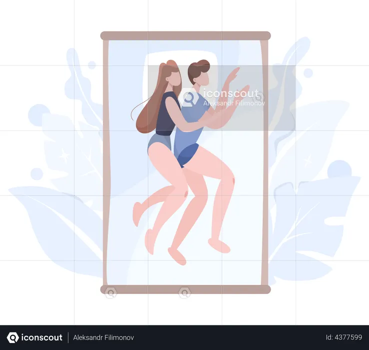 Young Couple Sleeping Together  Illustration