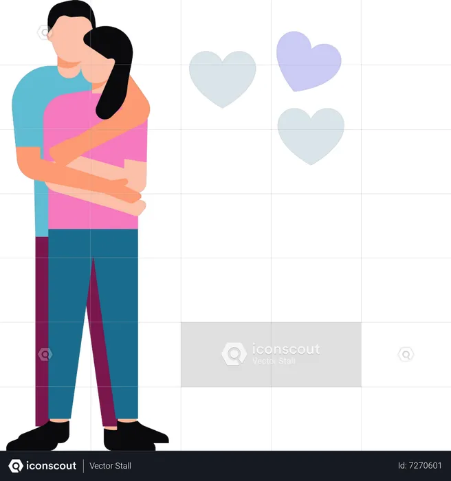 Young couple stands romantically  Illustration