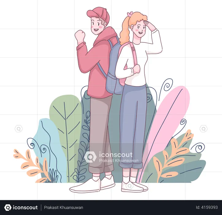 Young couple travelling together  Illustration