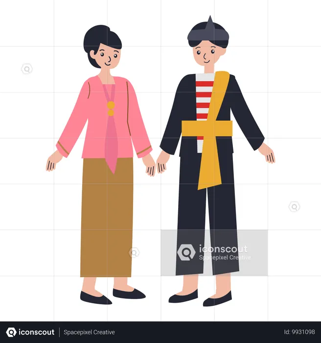 Young couple wearing Jawa Timur  Illustration