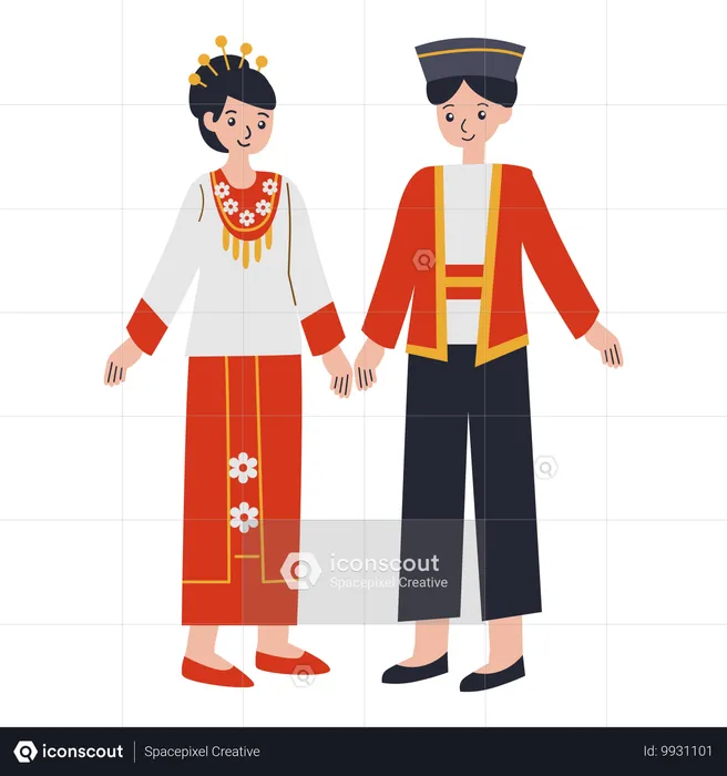 Young couple wearing Maluku Utara  Illustration