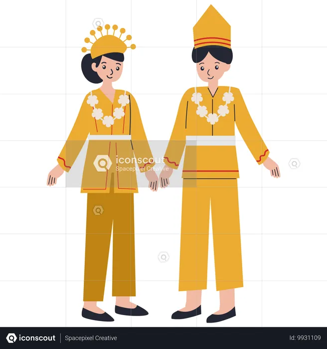 Young couple wearing Riau  Illustration