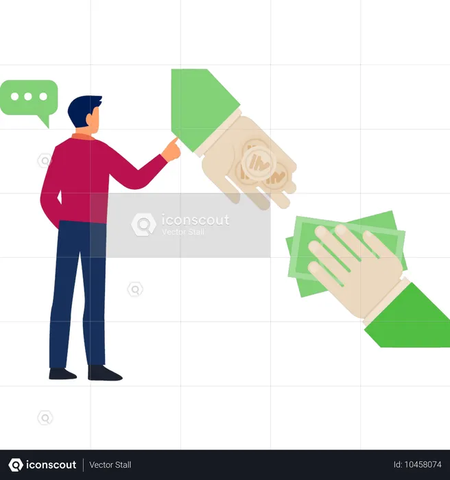 Young discuss about to exchange money  Illustration