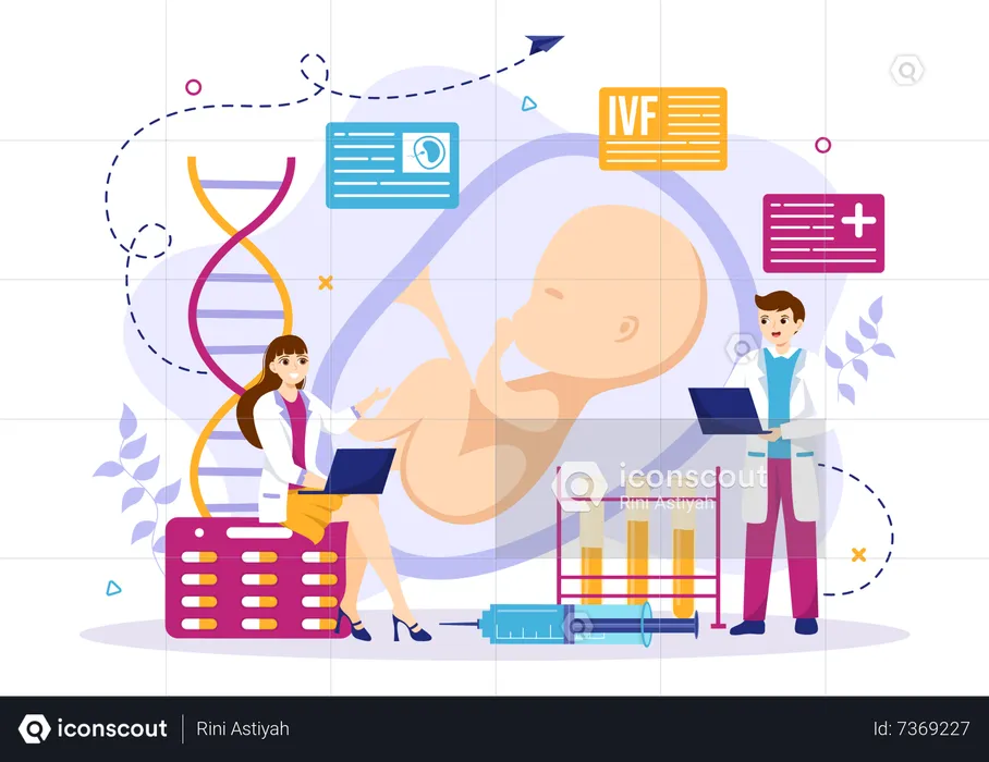 Young Doctors checking pregnancy report  Illustration