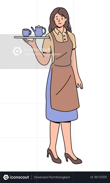 Young female waiter  Illustration