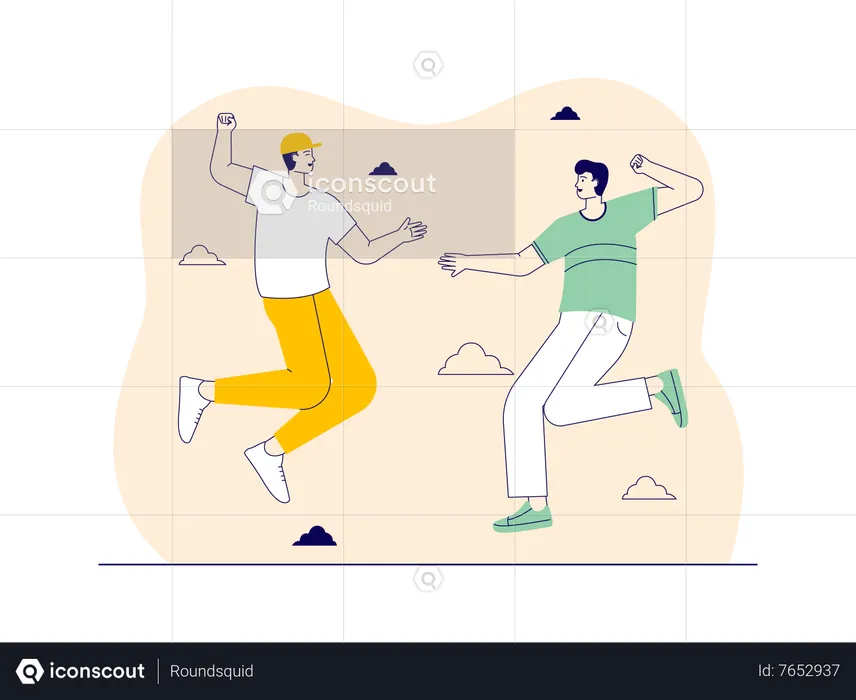 Young friends dancing in happiness  Illustration