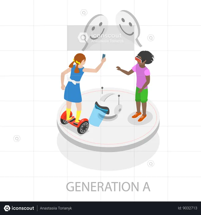 Young generation using advanced technology  Illustration
