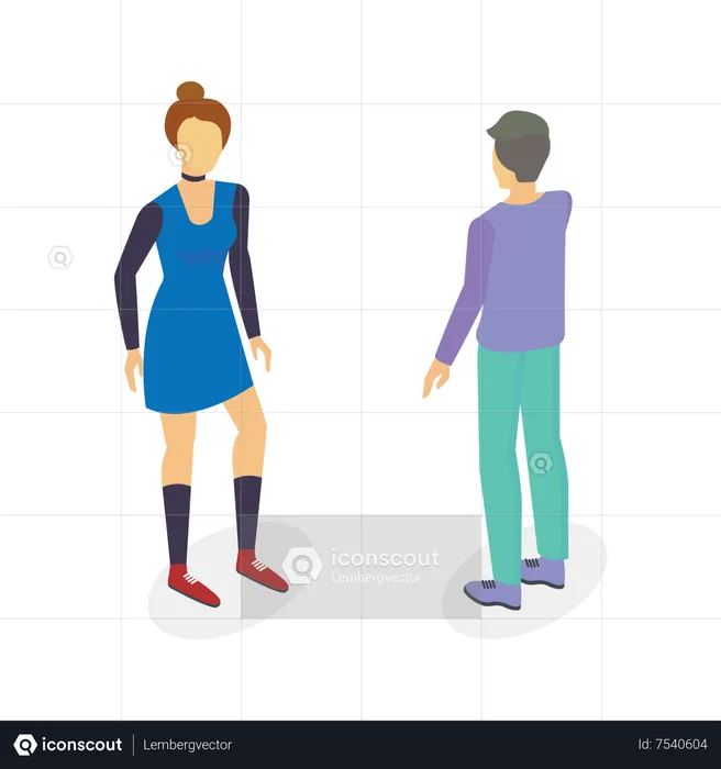 Young girl and man talking  Illustration