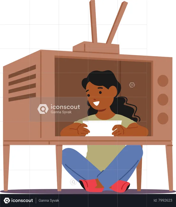 Young Girl Character Broadcasting News  Illustration