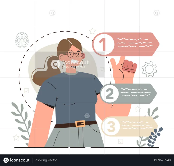 Young girl choose business direction  Illustration