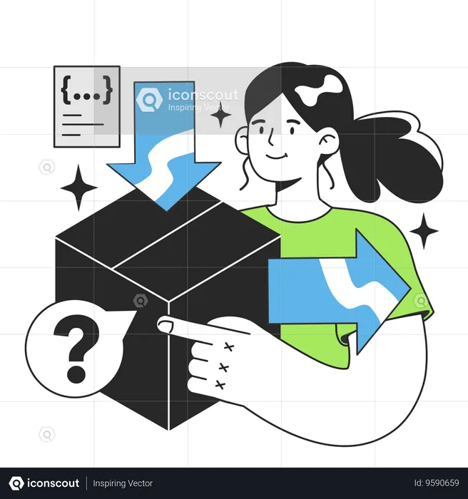 Young girl doing Black box testing  Illustration