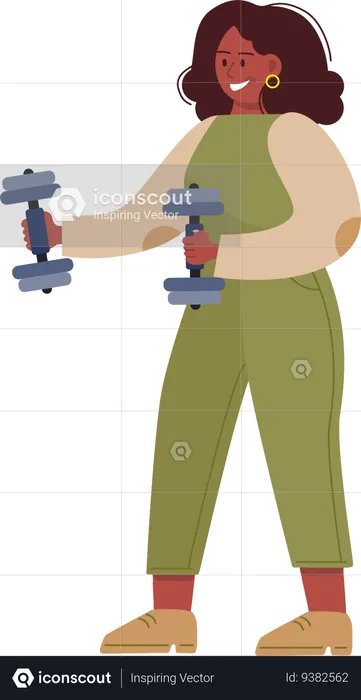 Young girl doing dumbbell exercise  Illustration