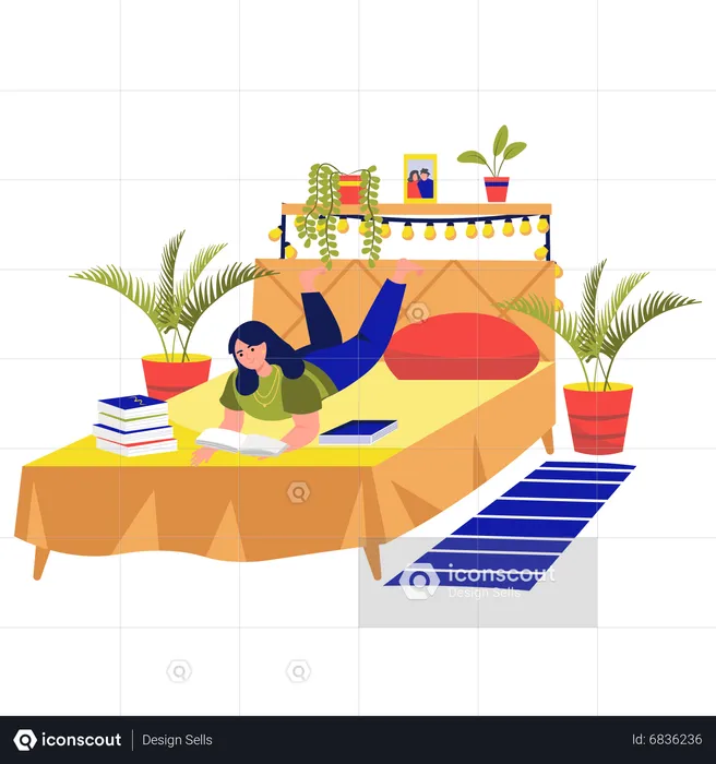 Young girl doing exam preparation  Illustration