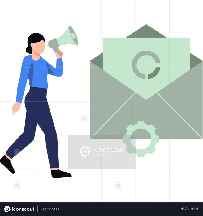 Young girl doing mail marketing  Illustration