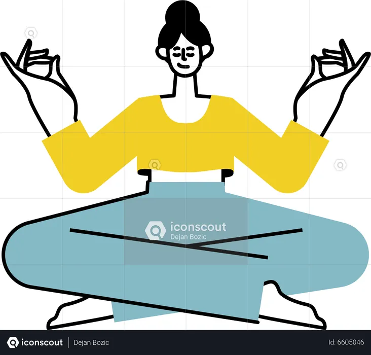 Young girl doing meditation yoga  Illustration