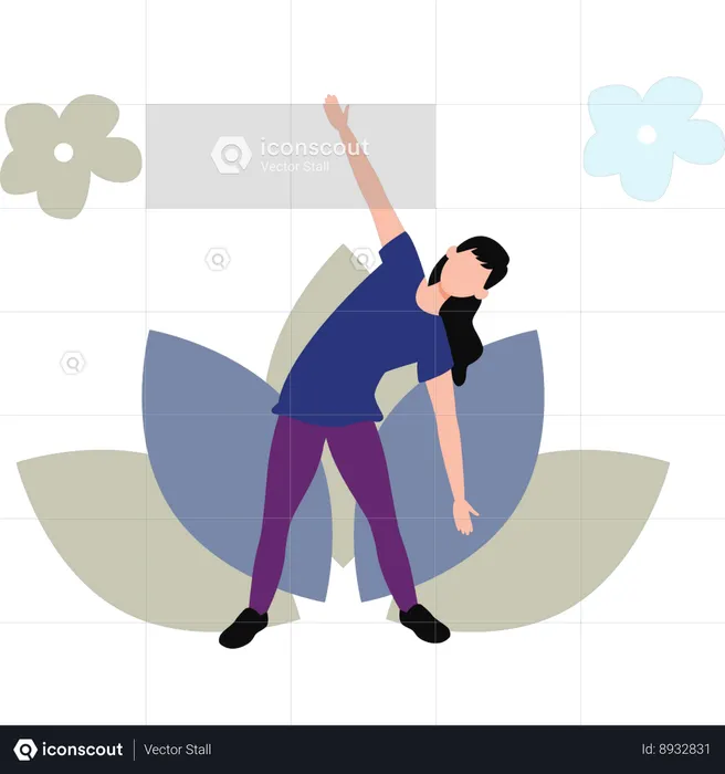 Young Girl Doing Morning Exercise  Illustration