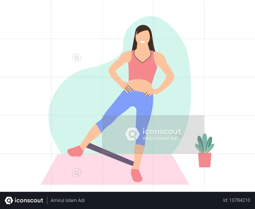 Young girl doing morning exercise  Illustration